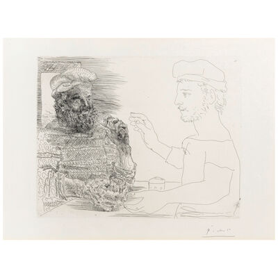 Pablo Picasso (1881-1973); Deux buveurs catalans (Two Catalan Drinkers), pl. 12, from La Suite Vollard