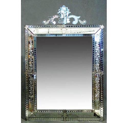A Venetian etched wall mirror