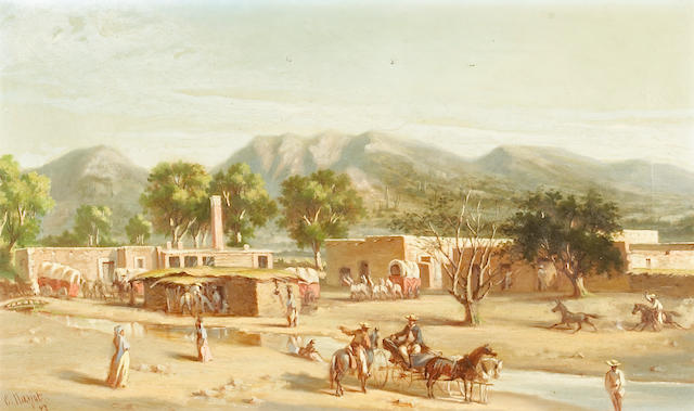 Ernest Etienne Narjot (1826-1898) Daily Life in Old Sonora, 1873. 12 x 20in