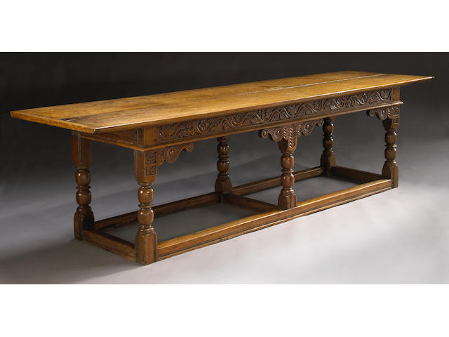 A Charles II oak refectory table Fourth quarter 17th century