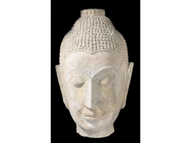 A fine carved stone Head of Buddha
