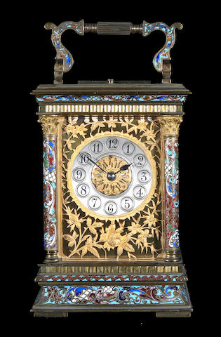 A French gilt brass and champleve carriage clock E. Maurice & Co., No. 94930 Circa 1900