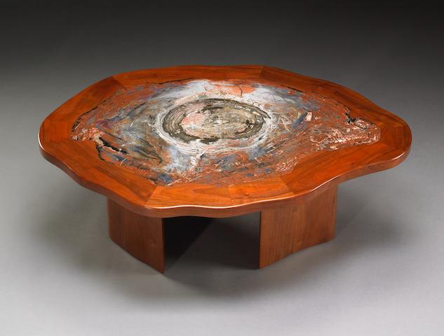 Petrified Wood Table with Wood Surround