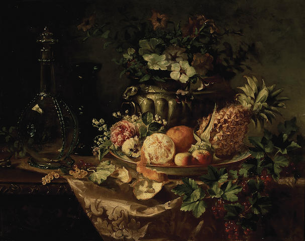 French School (19th century) A still life with fruit in a bowl 25 1/2 x 31 3/4in (64.8 x 80.6cm)