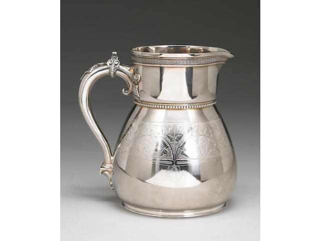 Sterling Ivy Engraved Water Pitcher by Moore for Tiffany & Co.