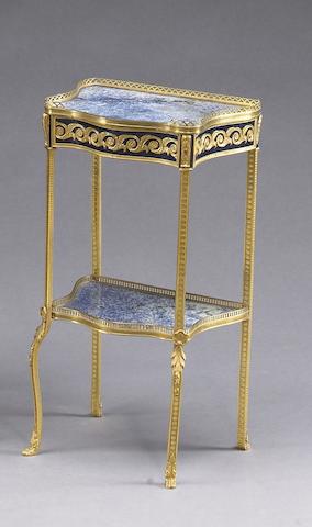 A Napoleon III gilt bronze, blued steel and marble table &#224; ecrire