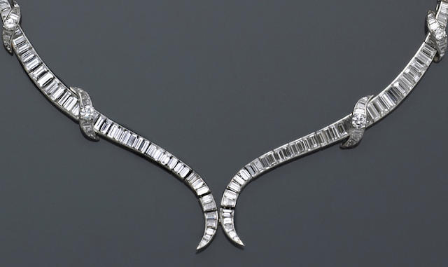 A diamond and platinum necklace, Cartier