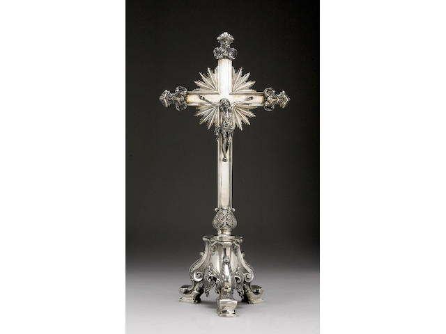Portuguese Silver Altar Crucifix