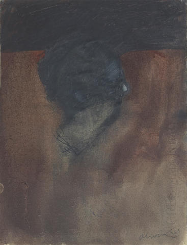 Nathan Oliveira (American, b. 1928) Head #3, 1959 12 1/4 x 9 1/2in (31 x 24cm)