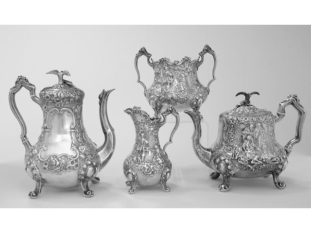 Victorian Silver Four Piece Tea and Coffee Set by James Charles Edington