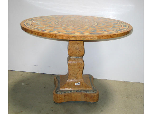 A Neoclassical style specimen marble and stone center table