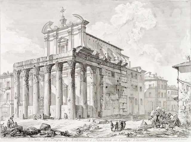 Giovanni Battista Piranesi; Veduta del Tempio di Antonino e Faustina in Campo Vaccino, from Vedute di Roma;