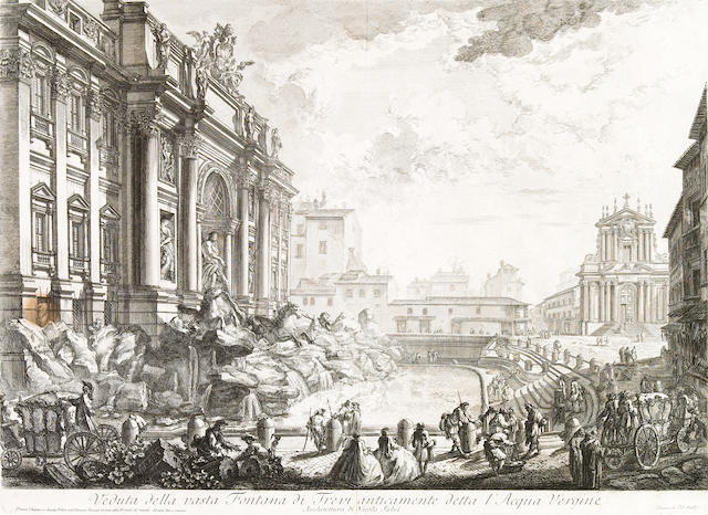 Giovanni Battista Piranesi; Veduta della vasta Fontana di Trevi anticamente detta l'Acqua Vergine, from Vedute di Roma;