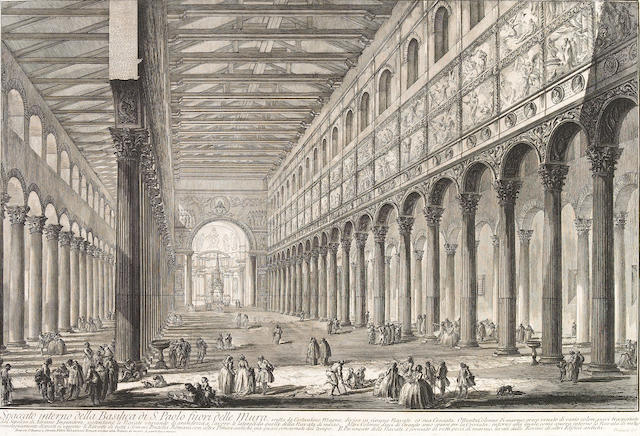 Giovanni Battista Piranesi; Spaccato interno della Basilica di S. Paolo fuori delle Mura..., from Vedute di Roma;