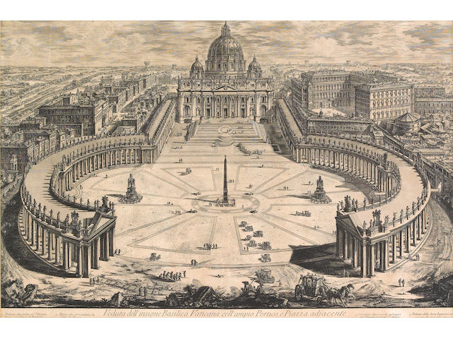Giovanni Battista Piranesi; Veduta dell'insigne Basilica Vaticana coll'ampio Portico, e Piazza adjacente, from Vedute di Roma;