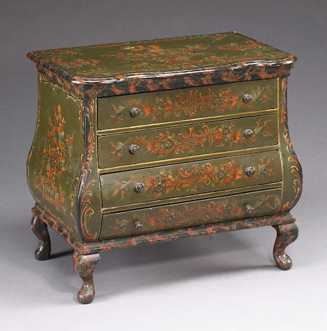 A Northern European paint decorated commode