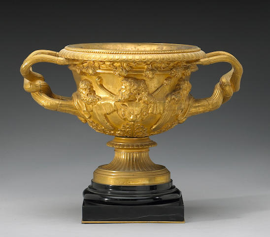A French gilt bronze and marble model of the Warwick Vase