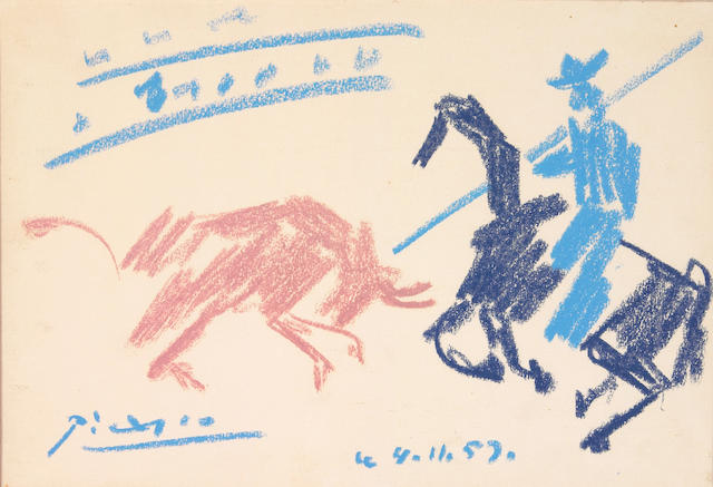 Pablo Picasso (Spanish, 1881-1973) Taureau et Picador, 1957 7 1/15 x 10 3/8in (18 x 26 1/4cm)