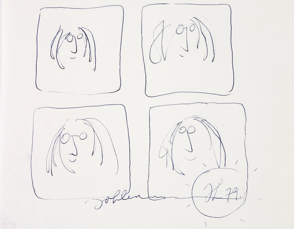 An autograph sketch of John Lennon