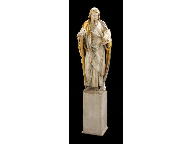 A carved white marble and parcel gilt figure of St. Paul