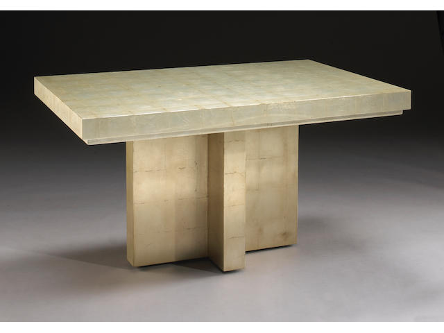 A set of four Karl Springer silvered wood tables
