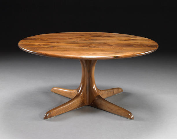 A Sam Maloof walnut circular coffee table