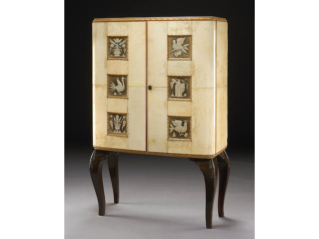 An Italian parchment cabinet