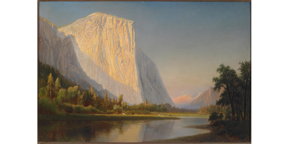 Gilbert Munger (1837-1903) A Small Encampment, El Capitan, in Yosemite Valley 24 x 36in