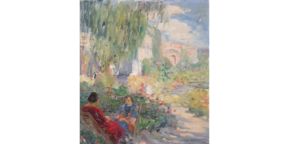 Joseph Kleitsch (1885-1931) A Conversation in a Mission Garden, 1924 20 x 18in