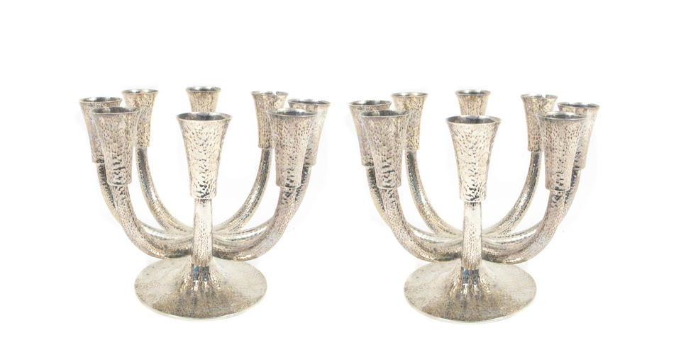Mexican Sterling Pair of Eight Light Candelabra by Tane
