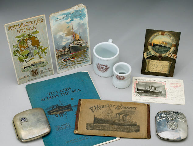 A rare collection of items from the Norddeutscher Lloyd Line (North German Lloyd Line), early to mid 20th century Qty