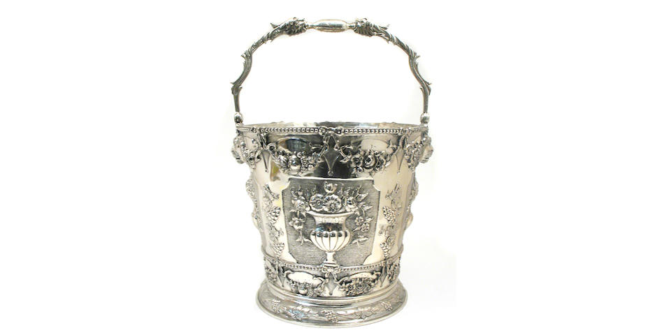 Portuguese Silver Large Bucket Form Wine Cooler