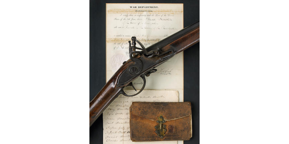 An historic flintlock musket carried by Isaac Houston during the Revolutionary War