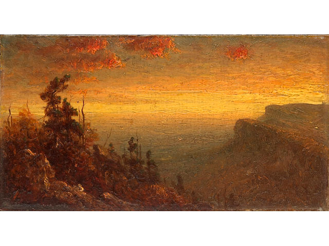 Sanford Robinson Gifford (1823-1880) Study for Twilight in the Shawangunk Mountains 4 1/4 x 8 1/4in