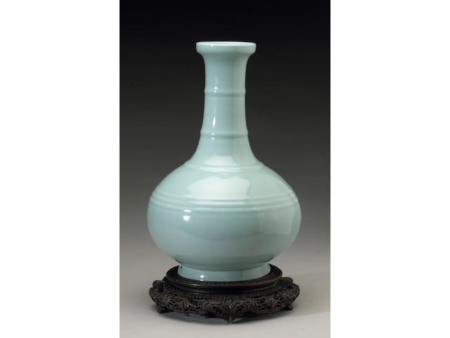 A fine ru-type glazed long neck vase Six-character Yongzheng seal mark and of the Period