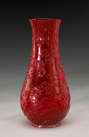 A carved ruby glass vase 19th Century