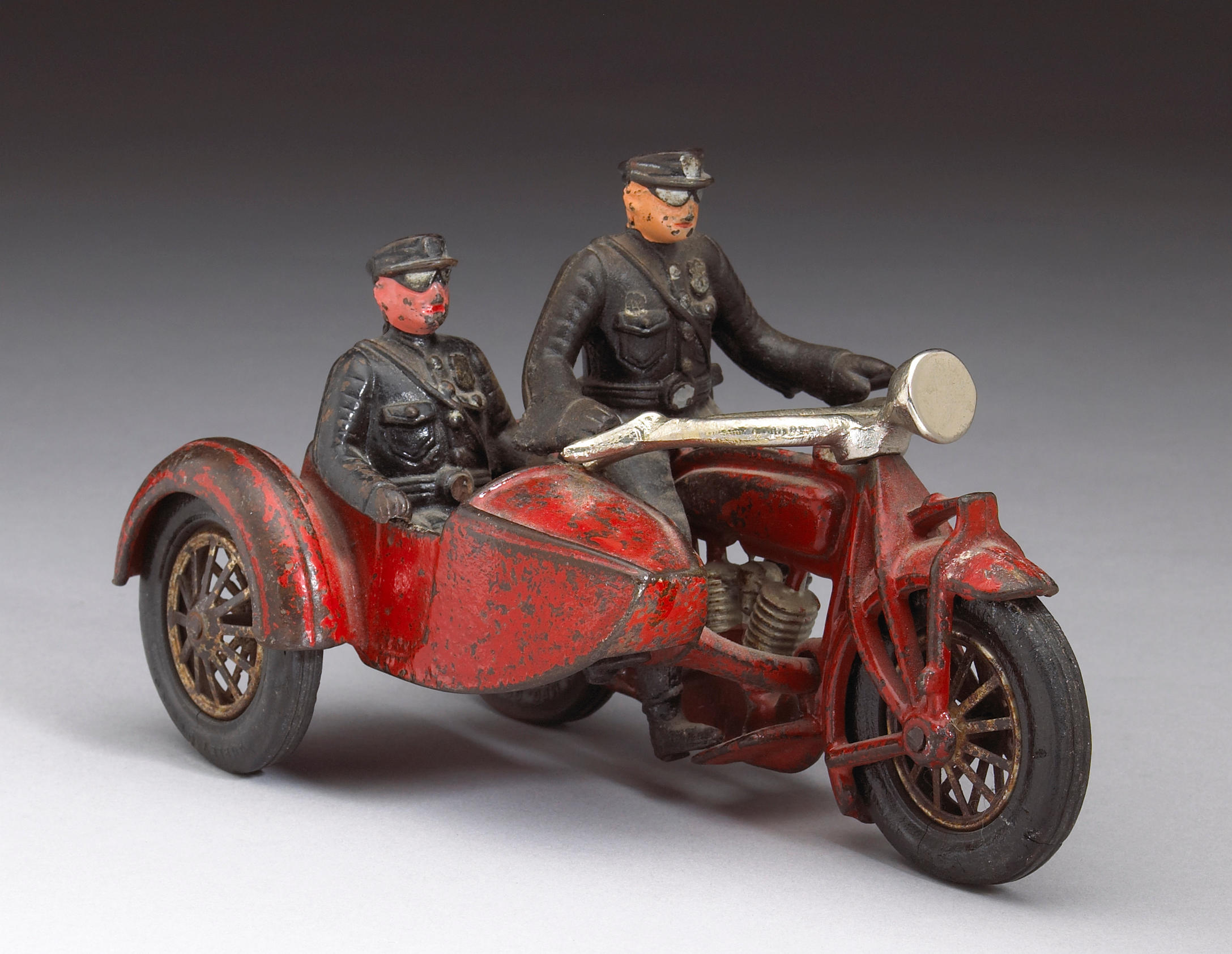 Hubley medium size motor cycle police side car driver 