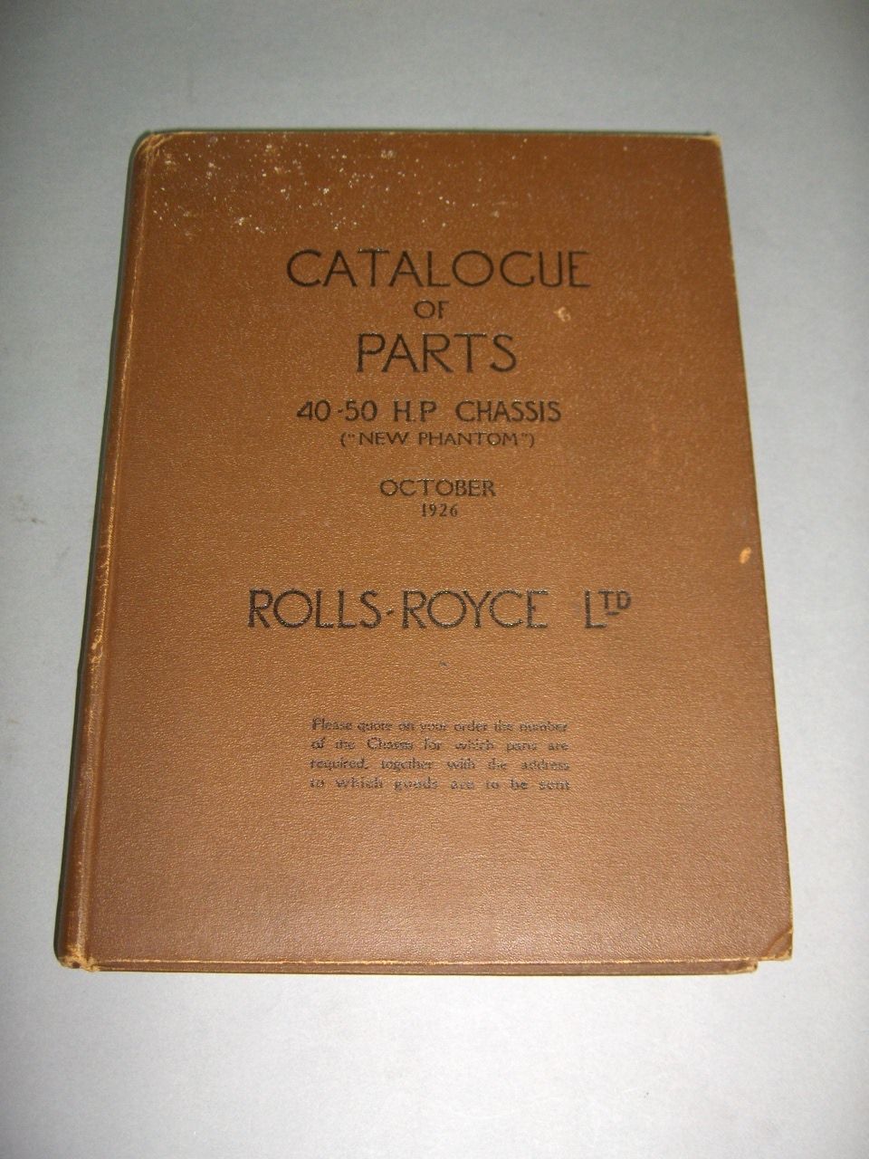 Bonhams Cars A RollsRoyce 40/50Hp new Phantom catalog of parts