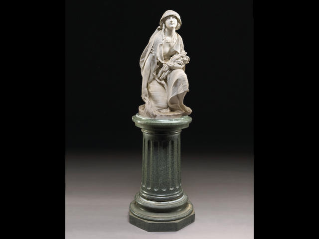 An Italian carved marble figure of Ruth By Professore Rossi for Galleria Bazzanti second half 19th century