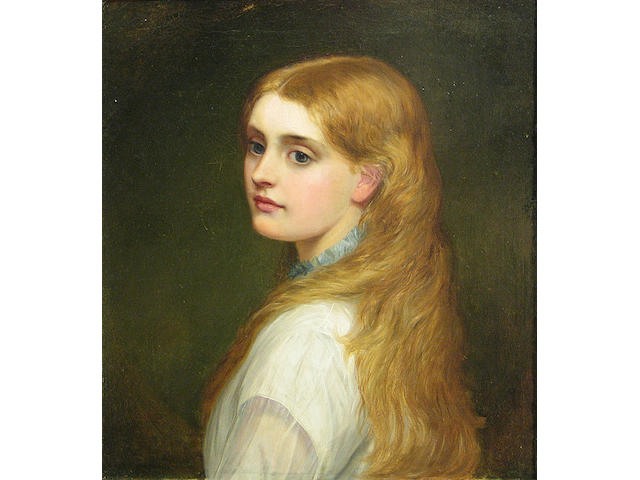 Charles Sillem Lidderdale (British 1831-1895) A portrait of a girl in white 21 3/4 x 19 1/4in