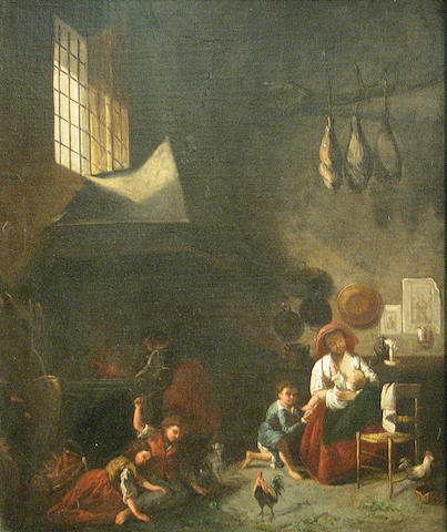 Dutch School (19th century) A mother and her children in an interior 30 x 25in