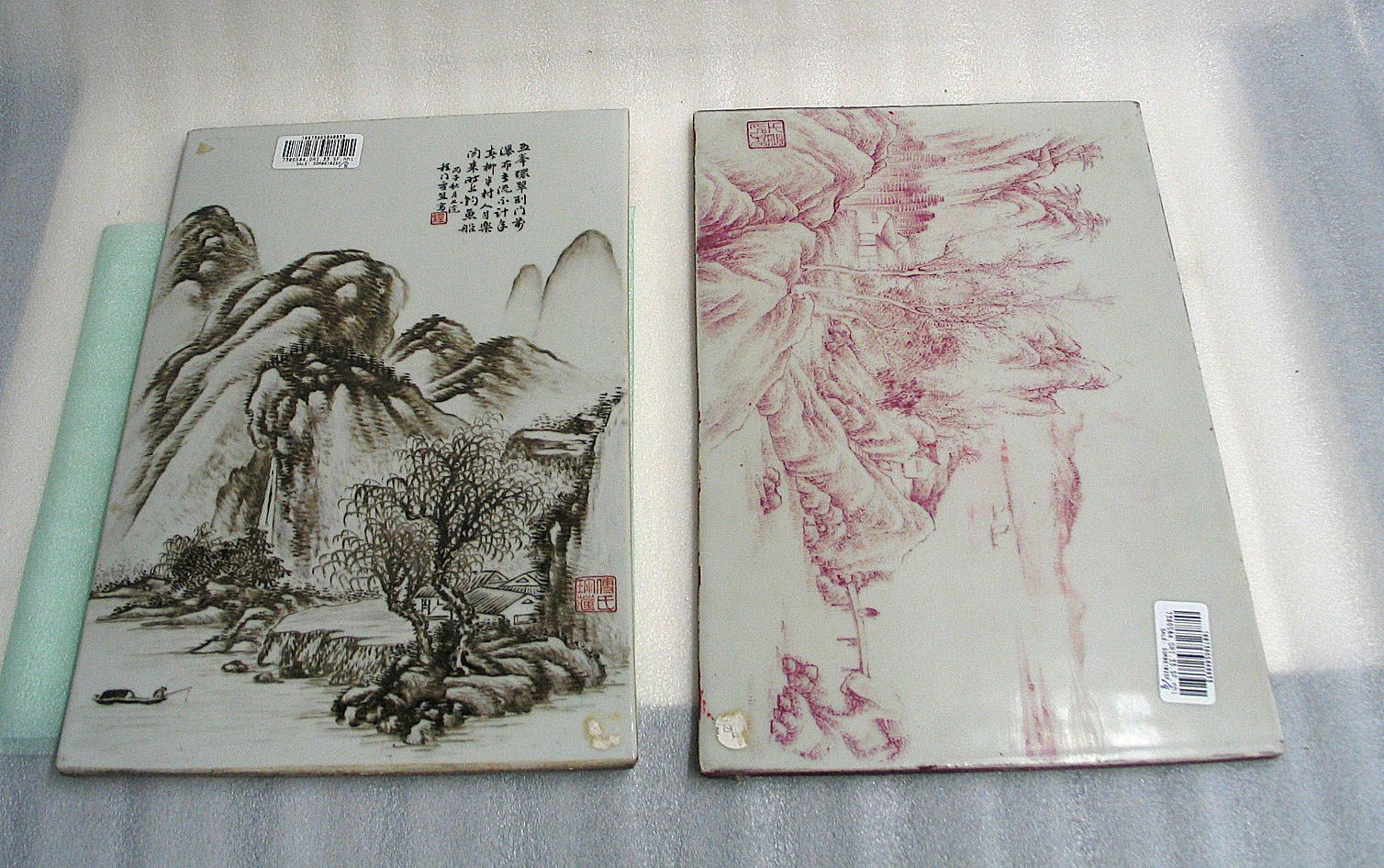 Eight rectangular porcelain plaques