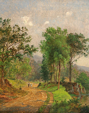 Jasper Francis Cropsey (1823-1900) Path in a Landscape 14 x 12in