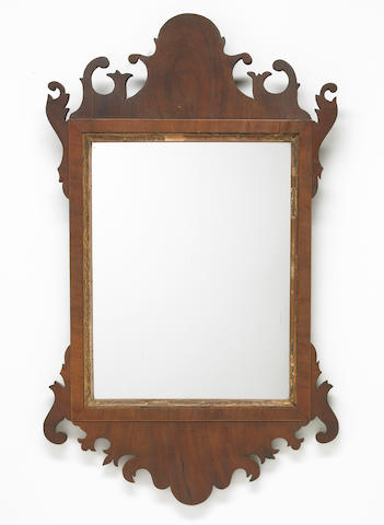 A Chippendale mahogany and partial giltwood mirror