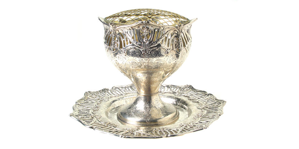 Sterling Centerpiece with Under Tray Retailed by Marcus & Co.