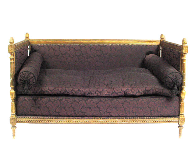 A Louis XVI style giltwood day bed