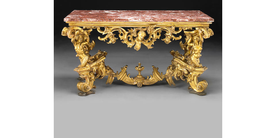 A fine Roman Baroque giltwood console table