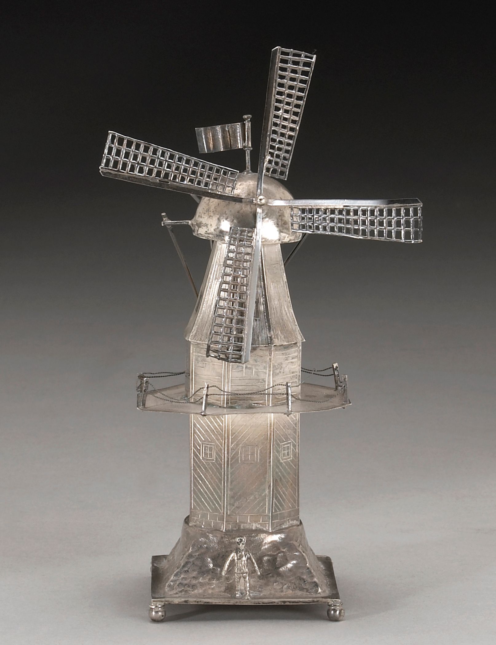 Dutch Silver Windmill Model