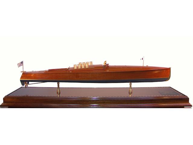 A scale model of the competition speedboat "Dixie II," 20th century 51 x 13 &#189; x 12in