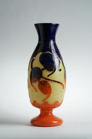 A Le Verre Fran&#231;ais cameo glass foliate  vase